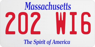 MA license plate 202WI6