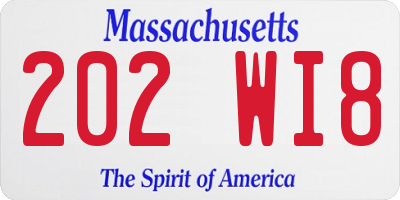 MA license plate 202WI8