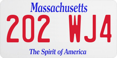 MA license plate 202WJ4