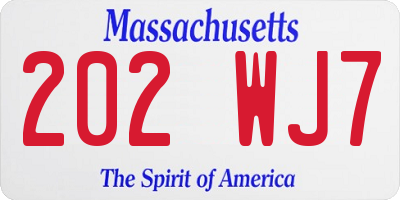 MA license plate 202WJ7