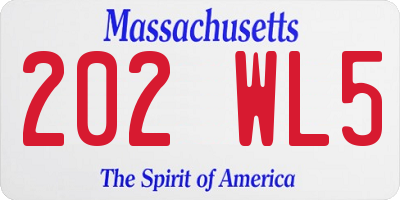 MA license plate 202WL5