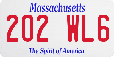 MA license plate 202WL6