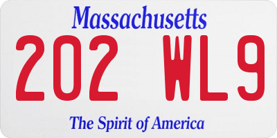 MA license plate 202WL9