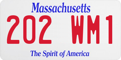 MA license plate 202WM1