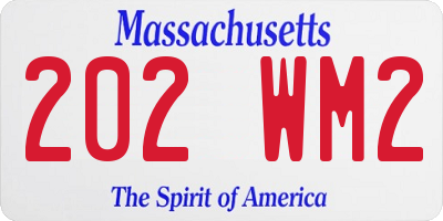 MA license plate 202WM2