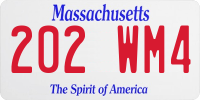 MA license plate 202WM4