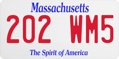 MA license plate 202WM5