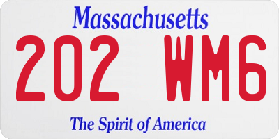 MA license plate 202WM6