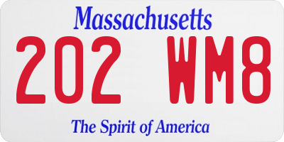 MA license plate 202WM8
