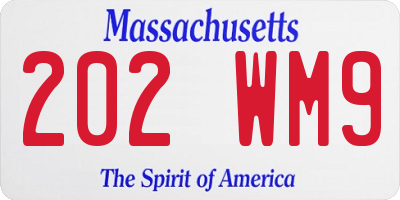 MA license plate 202WM9