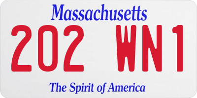MA license plate 202WN1