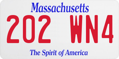MA license plate 202WN4