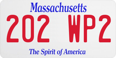 MA license plate 202WP2