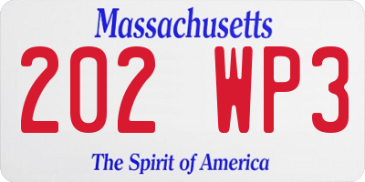 MA license plate 202WP3