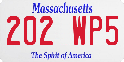 MA license plate 202WP5