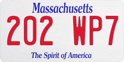 MA license plate 202WP7