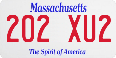 MA license plate 202XU2