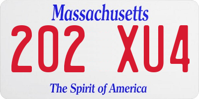 MA license plate 202XU4