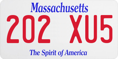 MA license plate 202XU5