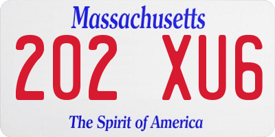 MA license plate 202XU6