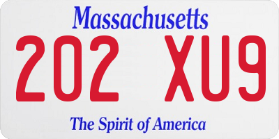MA license plate 202XU9