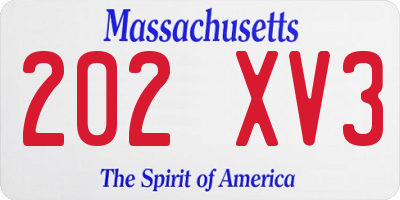 MA license plate 202XV3