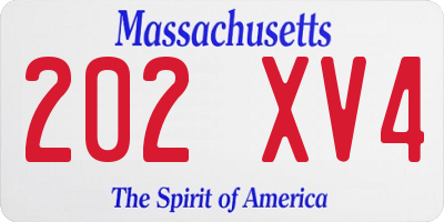 MA license plate 202XV4