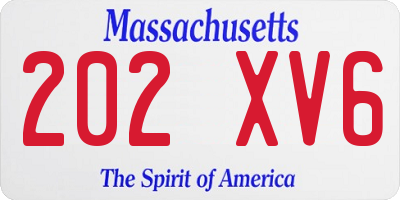 MA license plate 202XV6