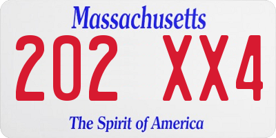 MA license plate 202XX4