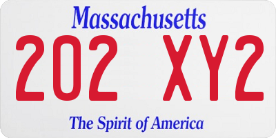 MA license plate 202XY2
