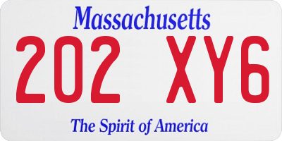 MA license plate 202XY6
