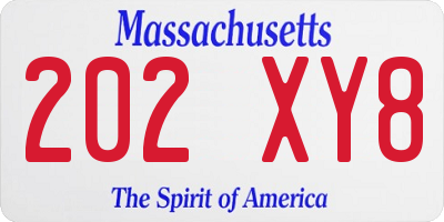 MA license plate 202XY8
