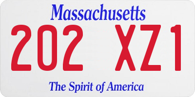 MA license plate 202XZ1