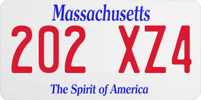 MA license plate 202XZ4