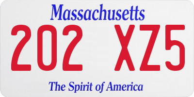 MA license plate 202XZ5