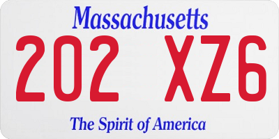 MA license plate 202XZ6