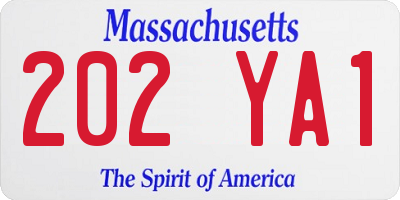 MA license plate 202YA1