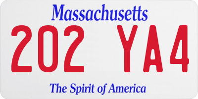 MA license plate 202YA4