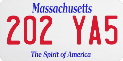 MA license plate 202YA5