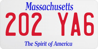 MA license plate 202YA6
