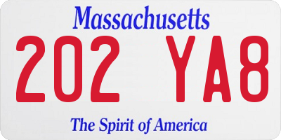 MA license plate 202YA8