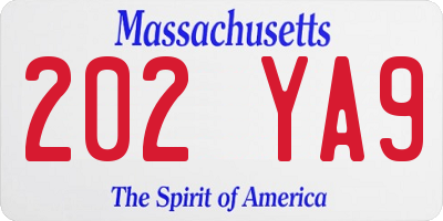 MA license plate 202YA9