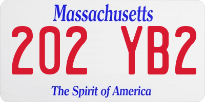 MA license plate 202YB2