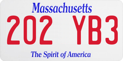 MA license plate 202YB3