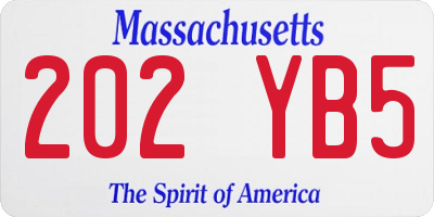 MA license plate 202YB5
