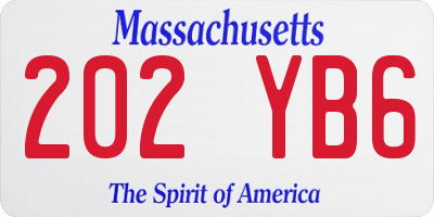 MA license plate 202YB6