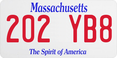 MA license plate 202YB8
