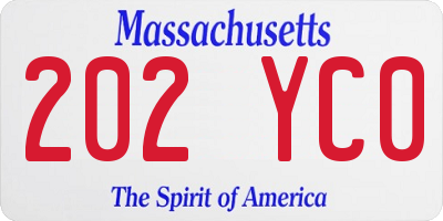 MA license plate 202YC0