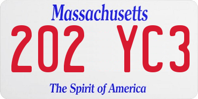 MA license plate 202YC3