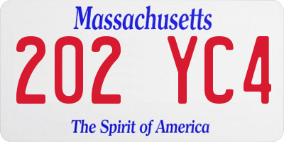 MA license plate 202YC4